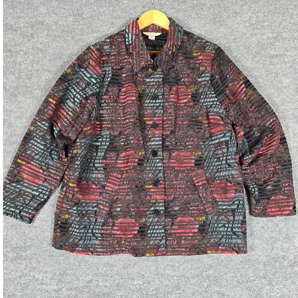 CJ Banks‎ 1X Women's Abstract Print Button Front Jacket Blazer